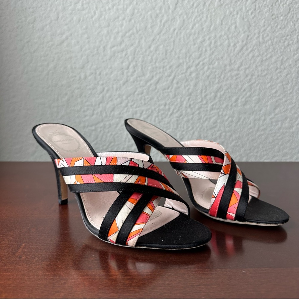 Emilio Pucci Black and Red Strappy Heels